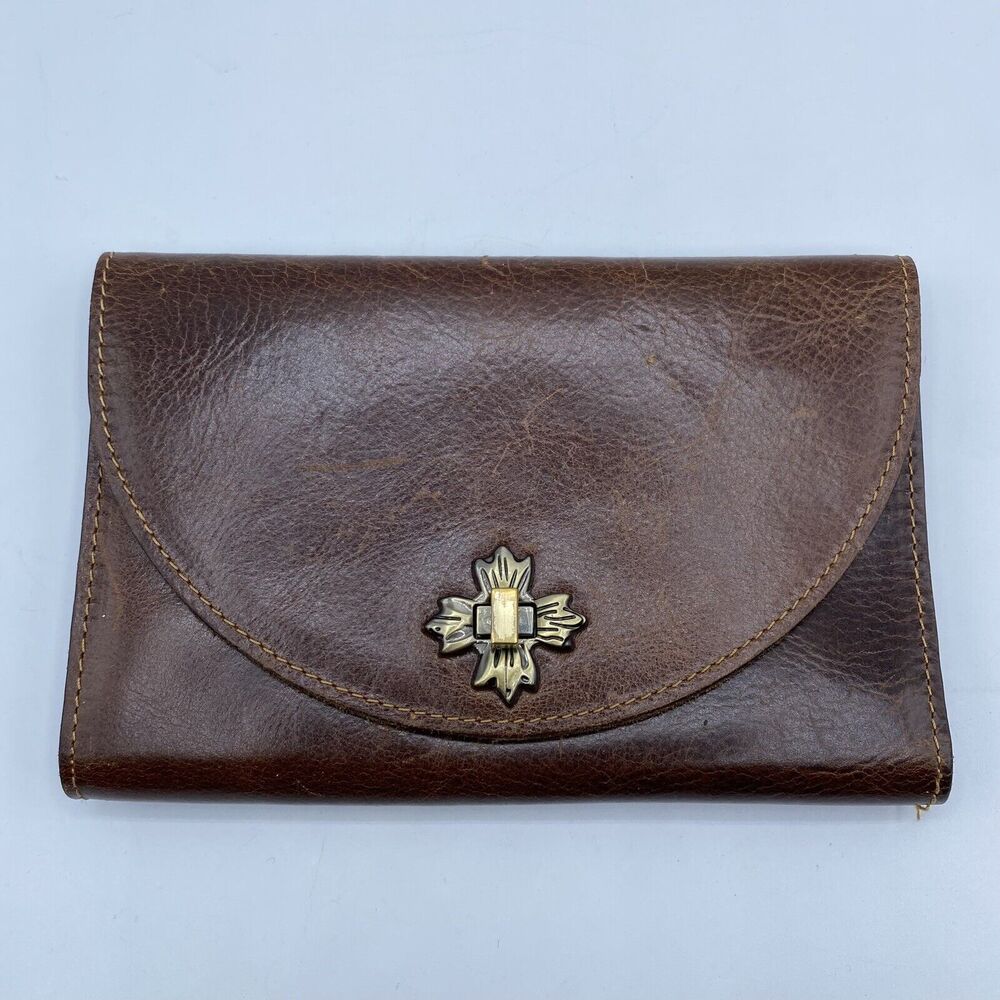Patricia Nash Womens Brown Leather Trifold Pocketbook Wallet (7.5” x 5”)